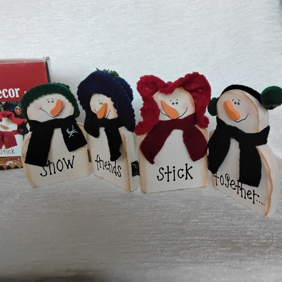 Giftco Other - Vintage Snowman Friends Wooden Decor Set "Snow Friends Stick Together" FOLDABLE
